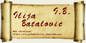 Ilija Batalović vizit kartica